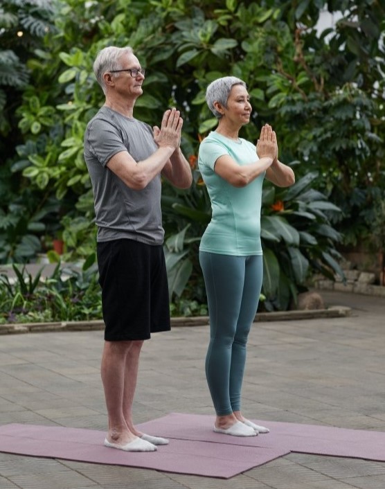 Namaste Pose Mature Pouple